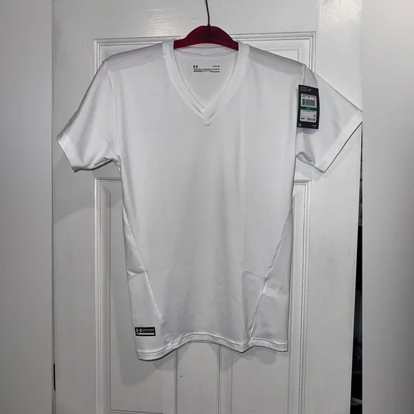 NWT Under Armour Men's V-neck Compression Short-sleeve T-shirt, White, Size L - Picture 6 of 13